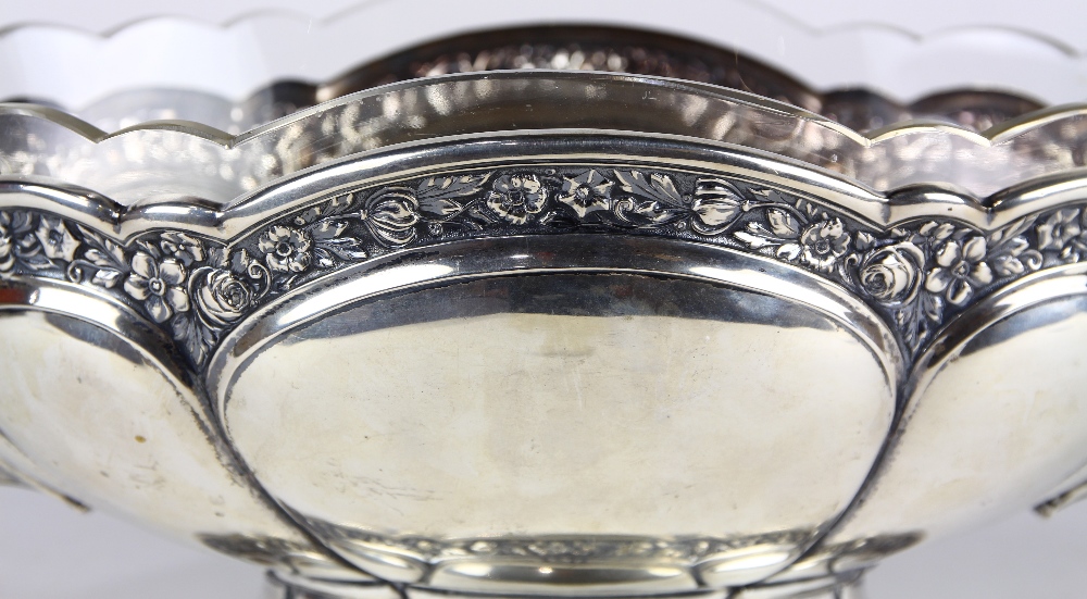 (lot of 2) German .800 silver serving vessels, consisting of a crystal mounted serving vessel, the - Image 2 of 5