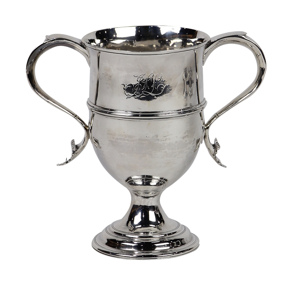 George III sterling silver two-handled loving cup, London 1798, having an ovoid form, the body