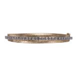 Diamond and 14k gold bracelet Featuring (29) single-cut diamonds, weighing a total of