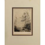 Spring Creek, etching, signed "Smyth," early 20th century, overall (with mat): 9.25"h x 7.25"w