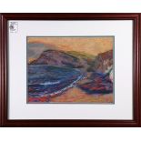 (lot of 2) John A. Dominique (American, 1893-1994), "Golden Glow Along the Coast," pastel, and "