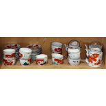 (lot of 33) Chinese enameled porcelain items, consisting of: three teapots, one with fu-lion, one