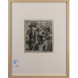 Continental School (18th century), The Barrel Tasting, engraving, unsigned, overall (with frame):