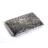 James E. Blake & Co. sterling silver cigarette case, having a heavily engraved body with elaborate