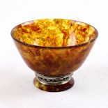 Russian Amber Palace finger bowl, Moscow, having a .875 silver reticulated banding to base, 2.5"h