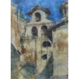 Jack Levine (American, 1915-2010), "Bell Tower, Rome," 1985, watercolor, signed, titled and dated