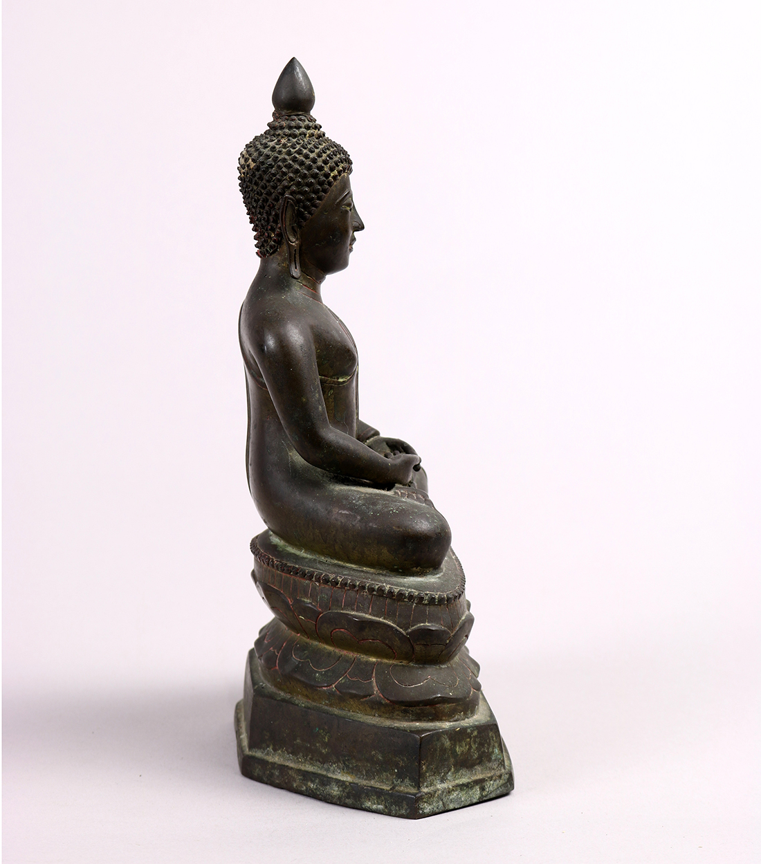 Thai bronze Buddha, 19th century, seated and in dhyana mudra on a double lotus pedestal, 7.5"h - Image 3 of 7