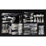 (lot of 107) Towle sterling flatware service, executed in the "Virginia Carvel" pattern,