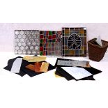 (lot of approx 25+) Leaded glass panel group, consisting of (5) leaded and stained glass panels/