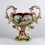 Capo di Monte ceramic centerpiece bowl, 20th Century, having polychrome and gilt enamel accents