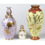 (Lot of 3) Royal Crown Derby group, each having a polychrome decorated body with gilt accents,