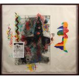 (lot of 2) Terrence LaNove (American, b. 1941), Vibrant Abstractions, 1987, mixed media, each pencil