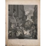 (lot of 6) William Hogarth (British, 1697-1764), "Southwark Fair, and the Royal Cockpit,"