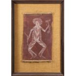 Aboriginal School (20th century), Dancing Figure, painting on tree bark, unsigned, overall (with