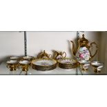 (lot of 21) Bavarian Gloria porcleain drinks service, with gilt enamel borders and polychrome floral