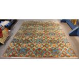 William Morris style Arts and Crafts hand made wool carpet, 9' x 11'10"