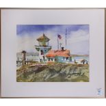 Jerry Stitt (American, 20th century), Lighthouse, watercolor, signed lower right, overall (with