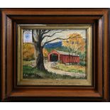 (lot of 2) Kenneth Reeve (American, 1910-2012), A Covered Bridge & Haystacks and Fall Harvest,