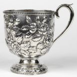 S. Kirk & Son silver wine cup, the lip having a Greek key motif, over a repoussé decorated body