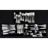 (lot of 80) Gorham sterling silver flatware service, executed in the "Etruscan" pattern,