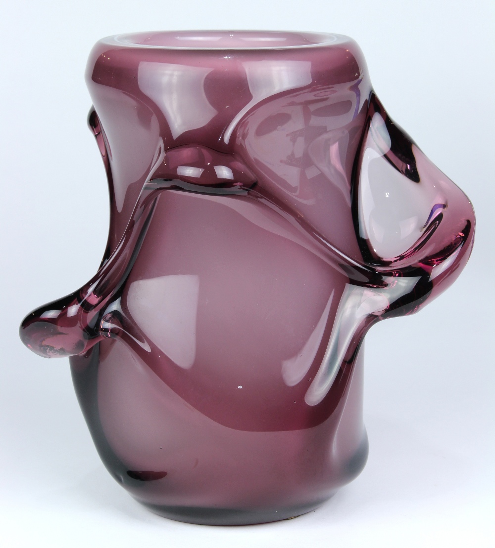 Flavio Poli for Seguso Verti d'Arte "Freeform" series vase, circa 1937, executed in aubergine
