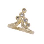 Jose Hess diamond and 14k yellow gold ring Featuring (5) full-cut diamonds, weighing a total of