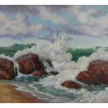 Gerald Gregg (American, 1907-1985), Surf, 1951, oil on board, signed lower left, signed and dated