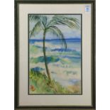 "Kaui," 1981, watercolor, signed "Sacha", titled and dated lower right, overall (with frame): 24.5"h