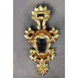 Rococo style carved gilt frame mirror, 18.5"h x 9.5"w