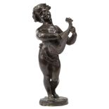 Emile Laporte (French, 1858-1907), Young Mandolin Player, bronze sculpture, signed on bottom base,