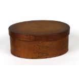 Shaker box, 19th century, having swallowtail fingers with copper tacks, 4.5"h x 11"w