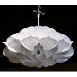 George Nelson style hanging pendant light, having a single light centering the paper shade, shade: