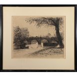 Caroline Armington (Canadian/French, 1875-1939), Along the Seine, etching, signed lower right,