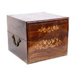 Inlaid Rosewood tatulus box, early 20th Century, the hinged lid having inlay floral reserves, 10"h x