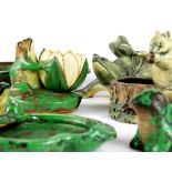 (lot of 7) Weller ceramic animal themed table articles, consisting of (5) copperware glazed dishes