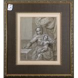 European School (18th century), Mother and Child, ink and ink wash on paper, unsigned, overall (with