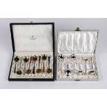 (lot of 2 sets) Danish sterling silver demitasse spoon group, consisting of (6) sterling silver