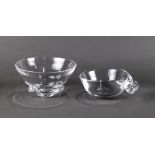 (lot of 2) Steuben glass group, consisting of two decorative bowls, each with a splayed rim,
