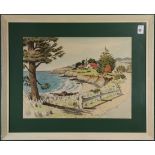 Frank Serratoni (American, 1908-1970), California Coastal Scene, watercolor, signed lower right,