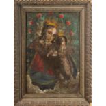 Spanish Colonial School (19th century), Madonna and Child, retablo, unsigned, overall (with