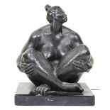 Salvador Jaramillo (Mexican, b. 1964), Mujer Sentada, 1997, bronze sculpture atop a marble base,