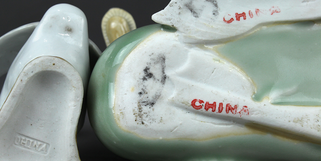 (lot of 9) Chinese glazed porcelain ducks, the largest with a turquoise glaze on its body with - Image 3 of 3