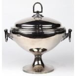 Gorham sterling silver covered tureen, circa 1872, having a tapering circular form, with a highly