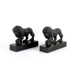 Pair of Grand tour bronze lions, late 19th/ early 20th Century, after the lion statue at Signoria