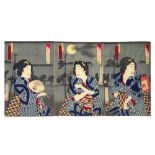 Japanese double-sided album, of 142 large format (oban tate-e) color woodblock prints, most