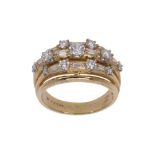 Oscar Heyman diamond, platinum and 18k yellow gold ring Featuring (13) full-cut diamonds, weighing a