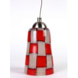 Adriano dalla Valentina patchwork tessere shade, circa 1980, executed in red white and clear glass