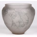 R Lalique French crystal 'Nefliers' vase M.940 circa 1923, having a wide rim above the tapered