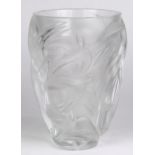 Lalique France molded clear and frosted glass Martinets vase, after a 1982 design by Marie-Claude