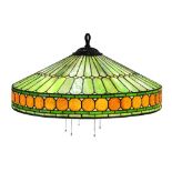 Duffner and Kimberly New York hanging leaded glass fixture, circa 1910, the large form having a